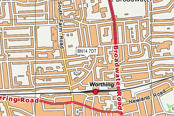 BN14 7DT map - OS VectorMap District (Ordnance Survey)
