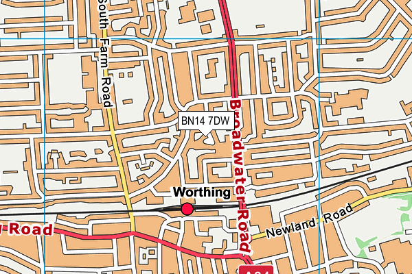 BN14 7DW map - OS VectorMap District (Ordnance Survey)