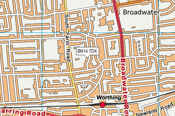 BN14 7DX map - OS VectorMap District (Ordnance Survey)