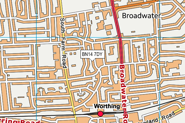 BN14 7DY map - OS VectorMap District (Ordnance Survey)
