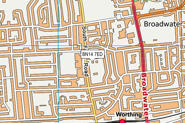 BN14 7ED map - OS VectorMap District (Ordnance Survey)