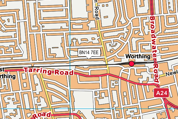 BN14 7EE map - OS VectorMap District (Ordnance Survey)