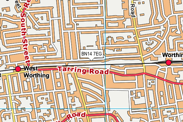 BN14 7EG map - OS VectorMap District (Ordnance Survey)