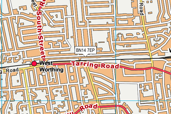 BN14 7EP map - OS VectorMap District (Ordnance Survey)