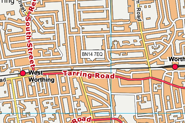 BN14 7EQ map - OS VectorMap District (Ordnance Survey)