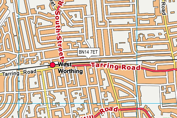 BN14 7ET map - OS VectorMap District (Ordnance Survey)