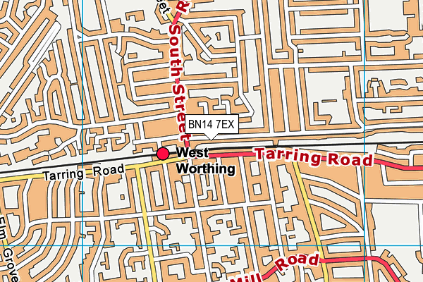 BN14 7EX map - OS VectorMap District (Ordnance Survey)