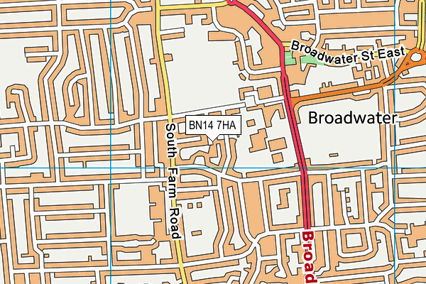 BN14 7HA map - OS VectorMap District (Ordnance Survey)