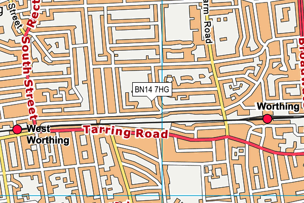 BN14 7HG map - OS VectorMap District (Ordnance Survey)