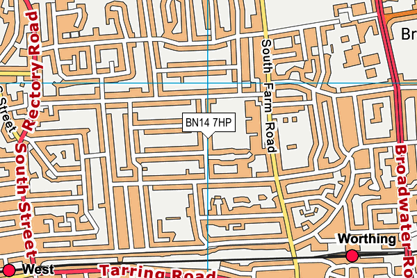 BN14 7HP map - OS VectorMap District (Ordnance Survey)