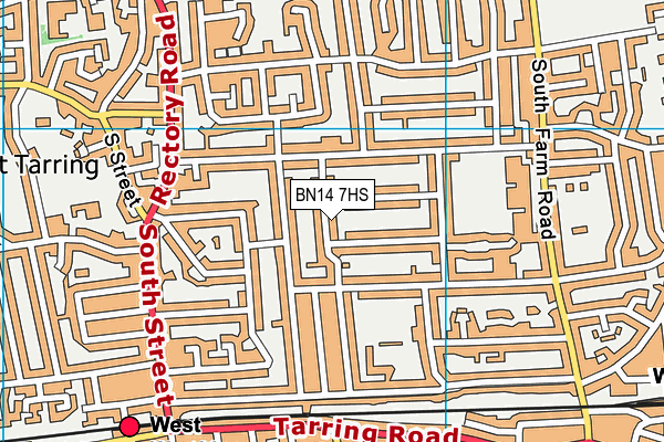 BN14 7HS map - OS VectorMap District (Ordnance Survey)