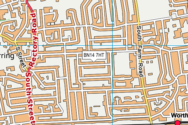 BN14 7HT map - OS VectorMap District (Ordnance Survey)