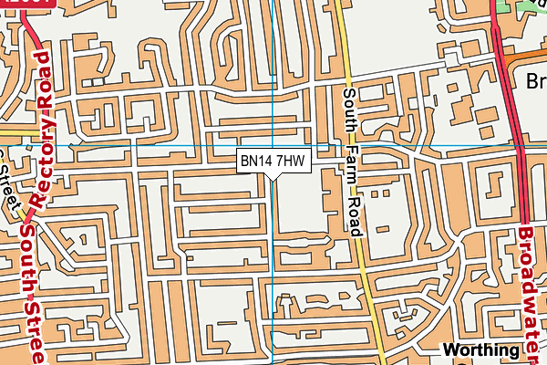 BN14 7HW map - OS VectorMap District (Ordnance Survey)