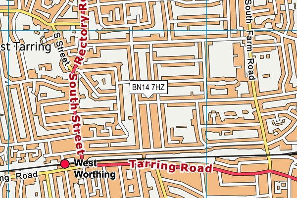 BN14 7HZ map - OS VectorMap District (Ordnance Survey)