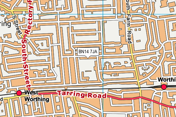 BN14 7JA map - OS VectorMap District (Ordnance Survey)
