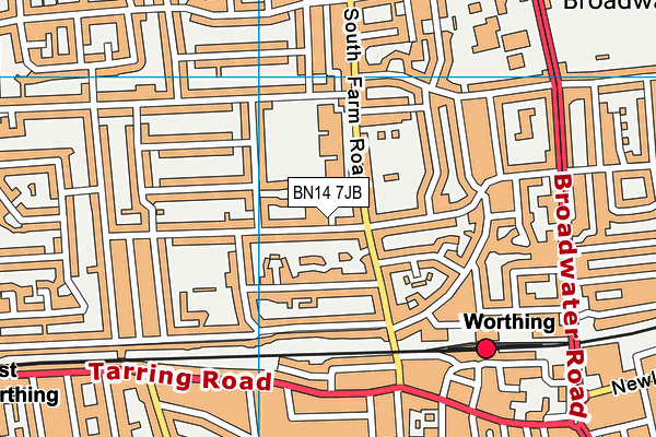 BN14 7JB map - OS VectorMap District (Ordnance Survey)