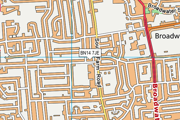 BN14 7JE map - OS VectorMap District (Ordnance Survey)