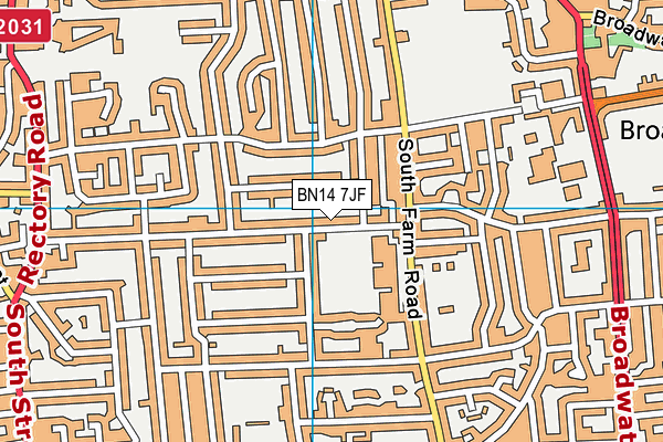 BN14 7JF map - OS VectorMap District (Ordnance Survey)