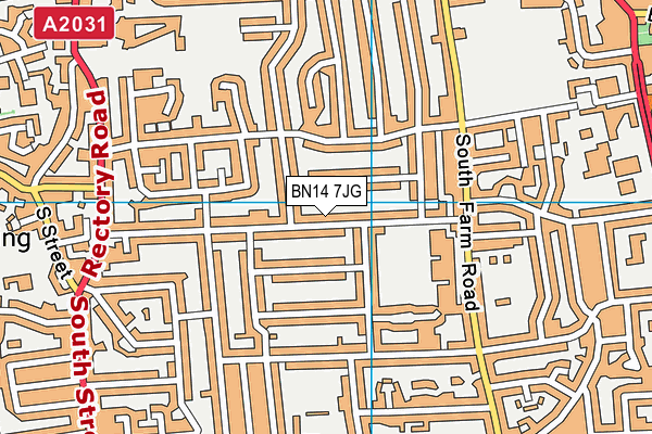 BN14 7JG map - OS VectorMap District (Ordnance Survey)