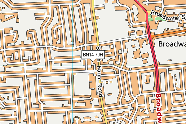 BN14 7JH map - OS VectorMap District (Ordnance Survey)
