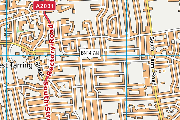 BN14 7JJ map - OS VectorMap District (Ordnance Survey)