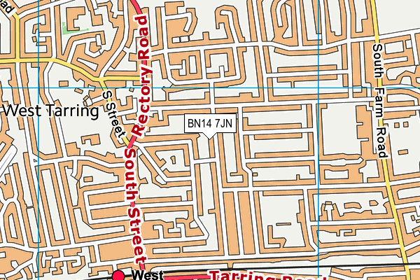 BN14 7JN map - OS VectorMap District (Ordnance Survey)
