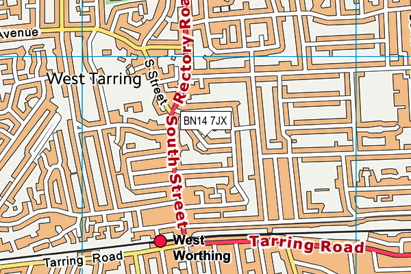 BN14 7JX map - OS VectorMap District (Ordnance Survey)