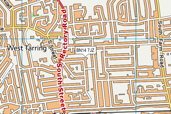 BN14 7JZ map - OS VectorMap District (Ordnance Survey)