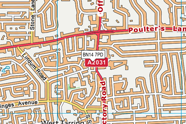 BN14 7PD map - OS VectorMap District (Ordnance Survey)
