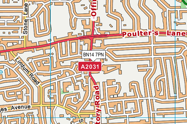 BN14 7PN map - OS VectorMap District (Ordnance Survey)