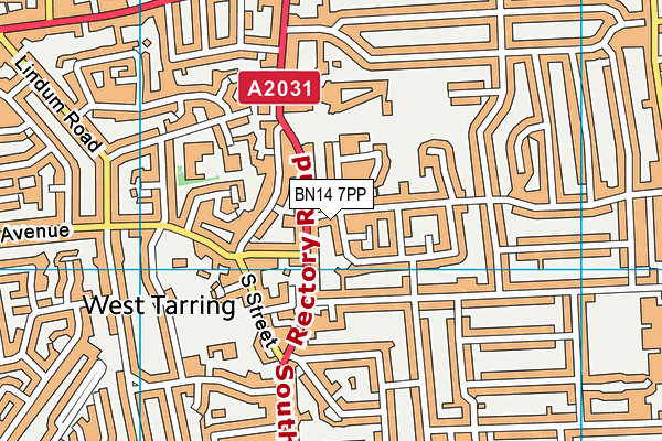BN14 7PP map - OS VectorMap District (Ordnance Survey)