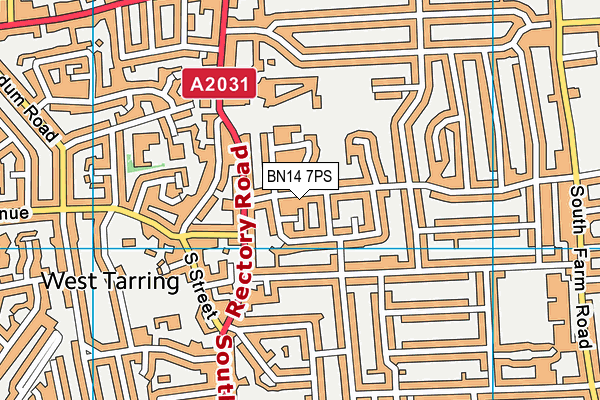 BN14 7PS map - OS VectorMap District (Ordnance Survey)