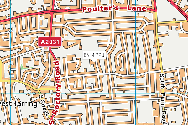 BN14 7PU map - OS VectorMap District (Ordnance Survey)