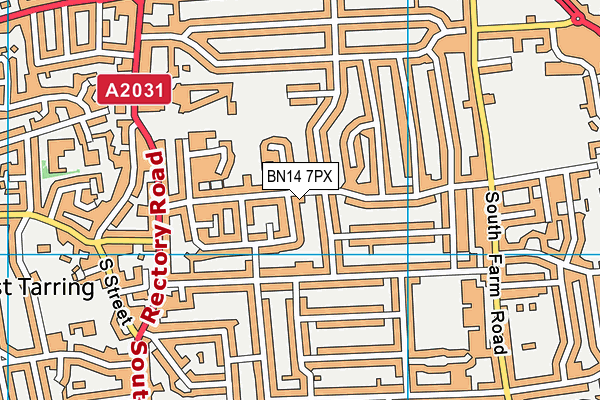 BN14 7PX map - OS VectorMap District (Ordnance Survey)