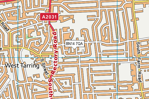 BN14 7QA map - OS VectorMap District (Ordnance Survey)
