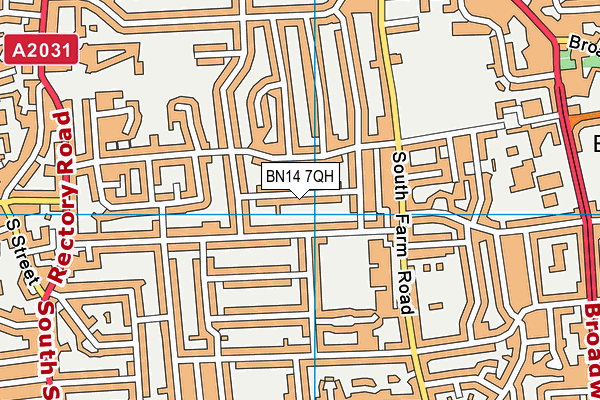 BN14 7QH map - OS VectorMap District (Ordnance Survey)