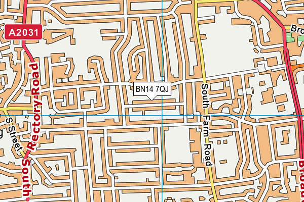 BN14 7QJ map - OS VectorMap District (Ordnance Survey)