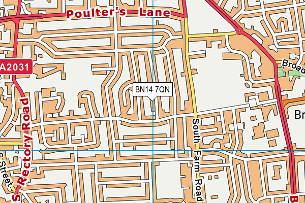 BN14 7QN map - OS VectorMap District (Ordnance Survey)
