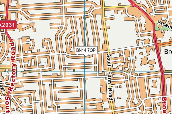 BN14 7QP map - OS VectorMap District (Ordnance Survey)