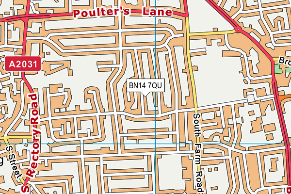 BN14 7QU map - OS VectorMap District (Ordnance Survey)