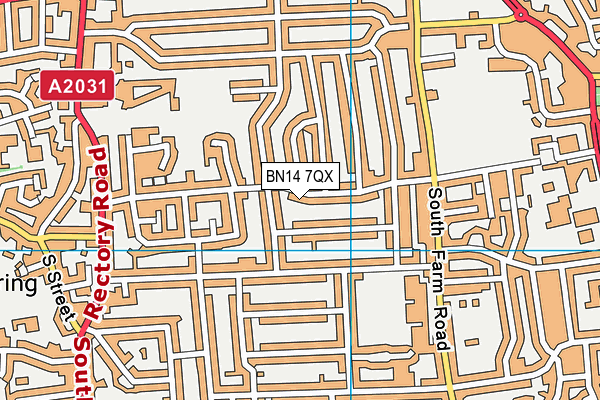 BN14 7QX map - OS VectorMap District (Ordnance Survey)