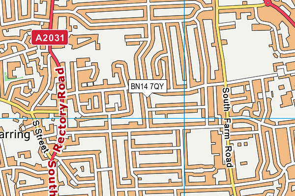 BN14 7QY map - OS VectorMap District (Ordnance Survey)