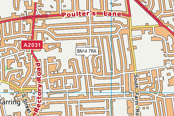 BN14 7RA map - OS VectorMap District (Ordnance Survey)