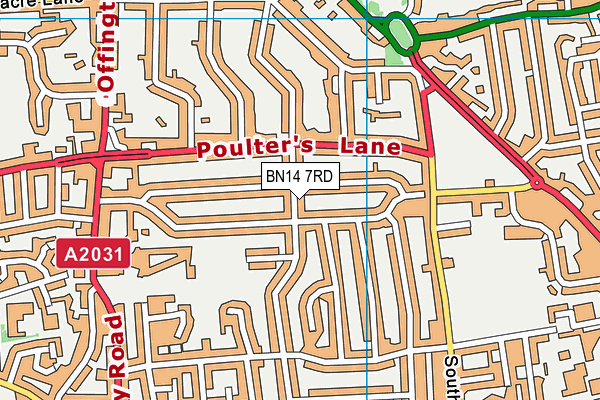 BN14 7RD map - OS VectorMap District (Ordnance Survey)