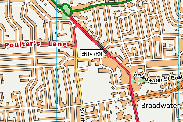BN14 7RN map - OS VectorMap District (Ordnance Survey)