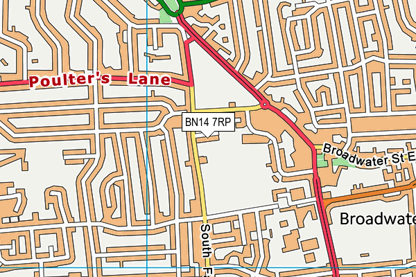 BN14 7RP map - OS VectorMap District (Ordnance Survey)