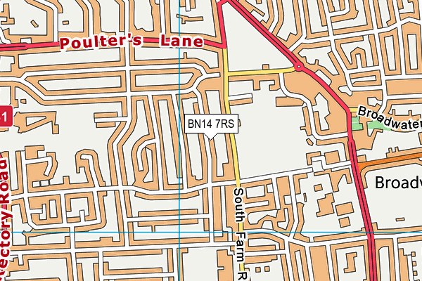 BN14 7RS map - OS VectorMap District (Ordnance Survey)