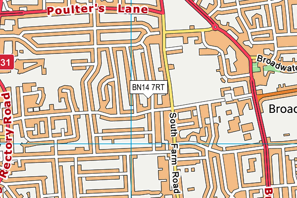 BN14 7RT map - OS VectorMap District (Ordnance Survey)