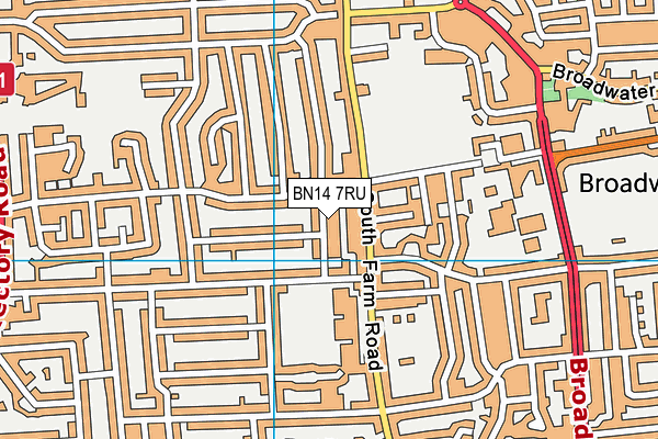 BN14 7RU map - OS VectorMap District (Ordnance Survey)