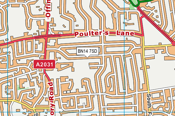 BN14 7SD map - OS VectorMap District (Ordnance Survey)